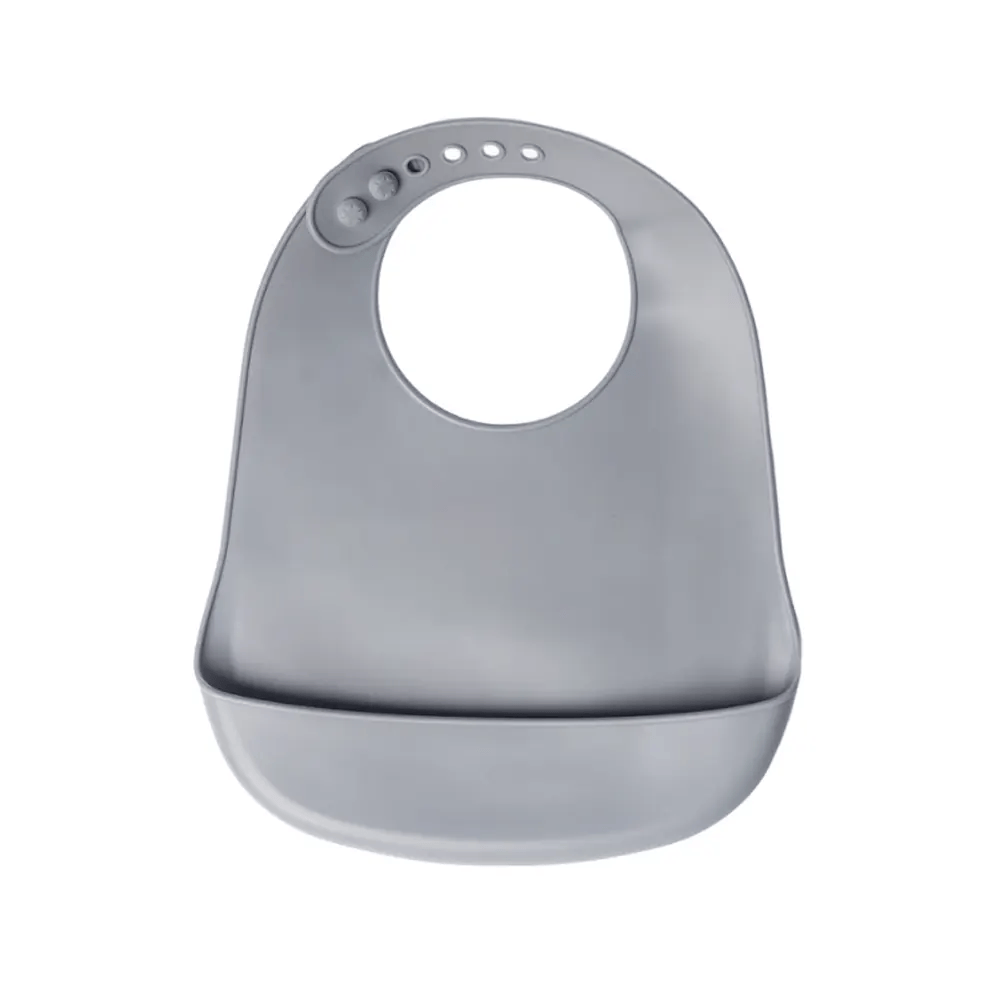YUMMY Bavoir en Silicone avec Poche 9M+ – GRIS